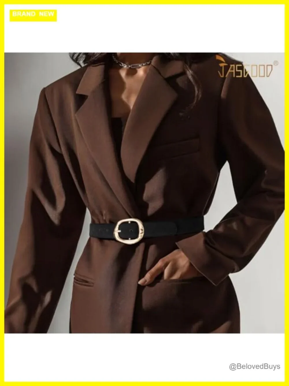 Women Leather Belt Faux Suede Casual Waist Belt Gold Buckle Jeans Pants